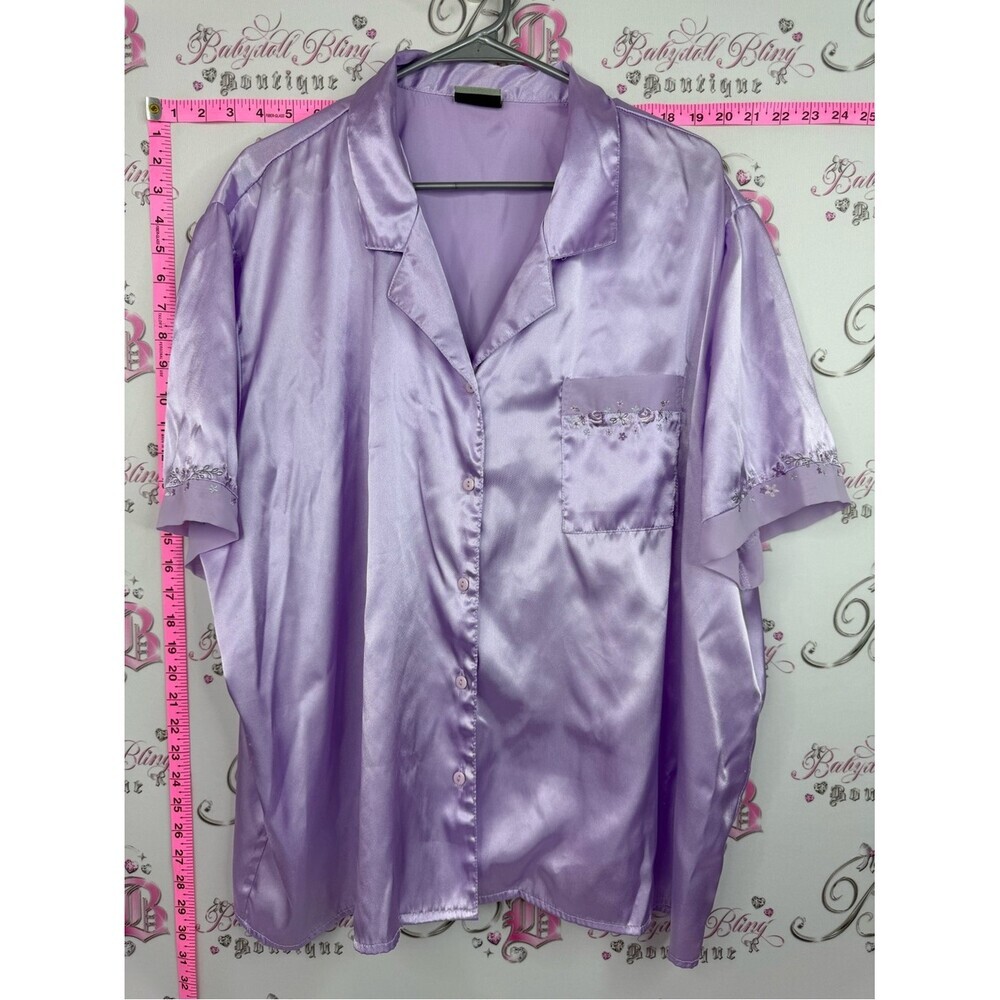 Penmans shirt vintage shiny Satin Button-Down Sleep Shirt - Lavender